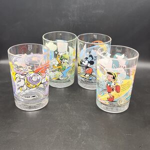 Walt Disney McDonalds Set 4 Glasses 100 Years of Magic Tumblers VTG Lot 2002